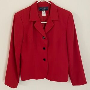 Women's Norton McNaughton Petite 4P Cherry Red Skirt Suit Jacket SET